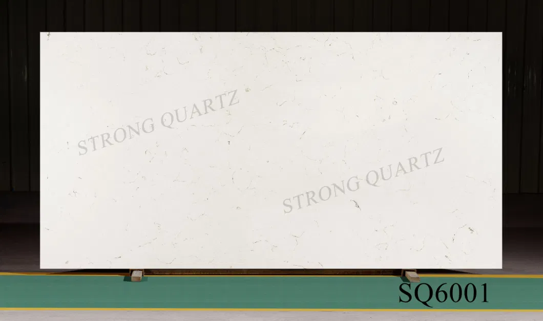 Solid Surface White Grain Engineered Quartz Stone Slab for Bar/Vanity/Kitchen/Bathroom